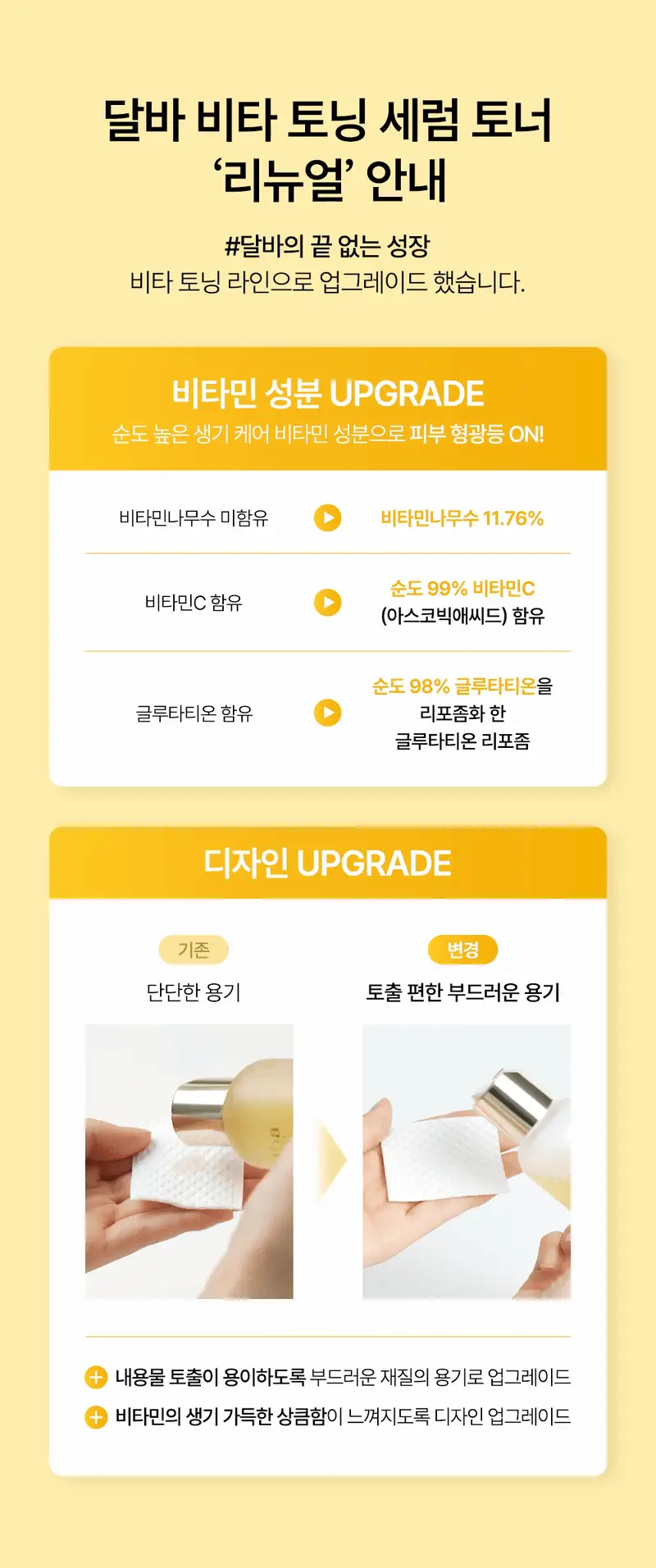 [미백/잡티케어] 달바 비타 토닝 세럼 토너 180ml 상세페이지 1